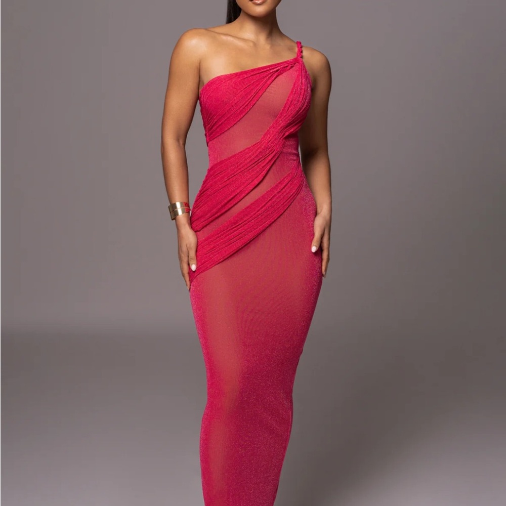 JLUXLABEL
Pink One Shoulder Maxi Dress